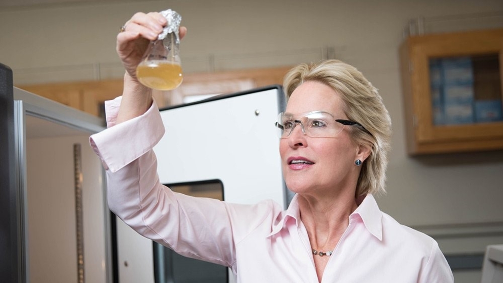Frances Arnold working in a lab