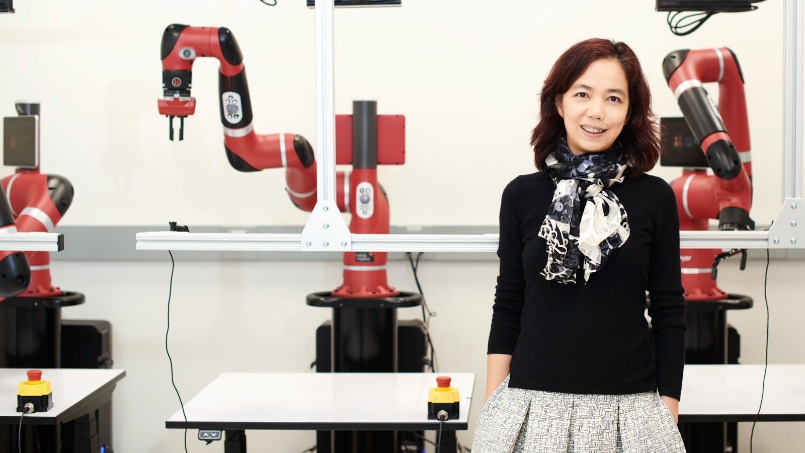 Fei-Fei Li in a robotics labratory